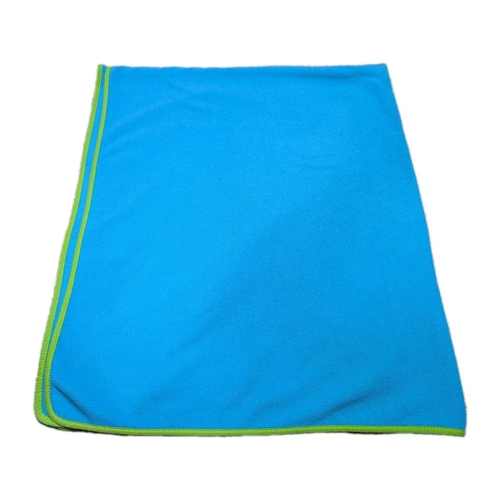 Vintage Tinkerbell Fleece Blanket Throw 60 X 50 Disney Blue Green Trim  LARGE